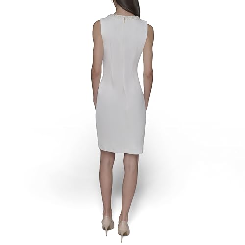 Image of Karl Lagerfeld Women's Crew Neck Twist Front Scuba Crepe Dress