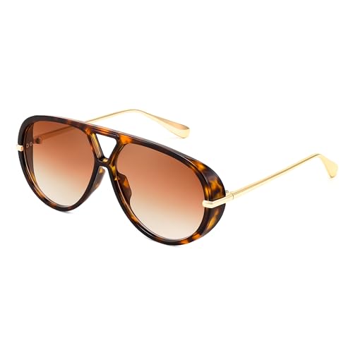 FEISEDY Trendy Oversized Aviator Sunglasses for Women Men Retro Big Round Shield Sun Glasses B4181