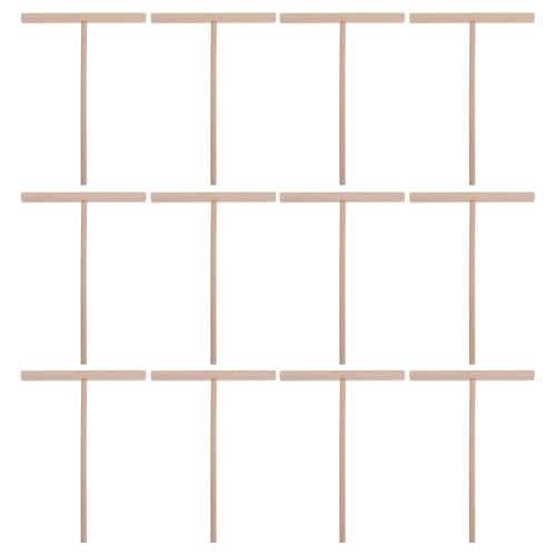 Uonlytech 12 creperas de madera en forma de T. Palitos para untar panqueques, utensilios para hacer tartas chinas, accesorios de plancha de cocina para hacer galettes planas, roti y huevos.