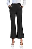 Cicy Bell Womens Flare Capri Pants Elastic High Waisted Cropped Dress Pants Trousers Stretchy Work Slacks Black