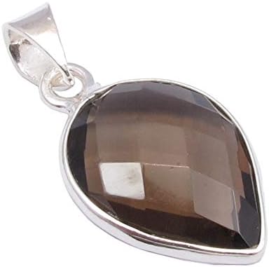 13 x 18 mm Smoky Quartz tcw 11.5 Pendant 1.2" 925 Solid Silver Fashion Gift