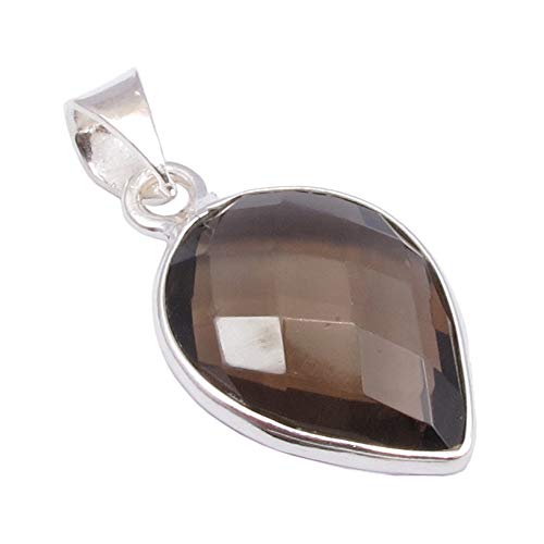 SilverStarJewel 13 x 18 mm Smoky Quartz tcw 11.5 Pendant 1.2" 925 Solid Silver Fashion Gift