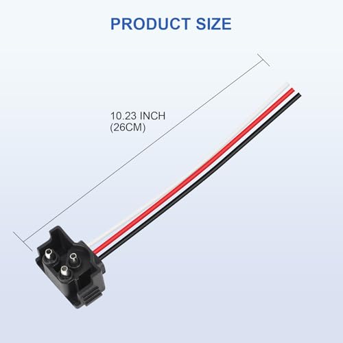 Image of 3 Pin Trailer Connector, Right Angle 3 Wire Pigtail Harness 20AWG Trailer Lights Connector for Sealed 4 inch Round Lights & 6 inch Oval Lights, Stop Turn Tail Brake Backup Light Harness - 6pcs