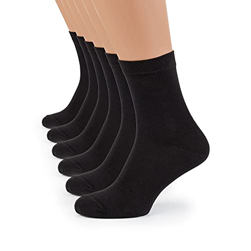 BARVEN Men's Dress Socks Black Classic 6-Pack Cotton Premium Cushioned Durable Solid