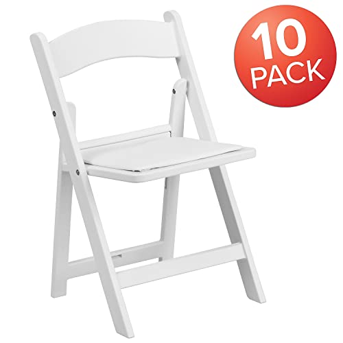 Flash Furniture Hercules 10 Pack Kids White Resin Folding Event Party Chair With Vinyl Padded Seat #TOP3