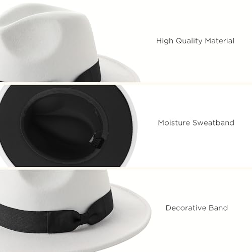 Image of BABEYOND 1920s Fedora Hat for Men Gatsby Wide Brim Fedora Hat Felt Panama Cap with Band for Women Men