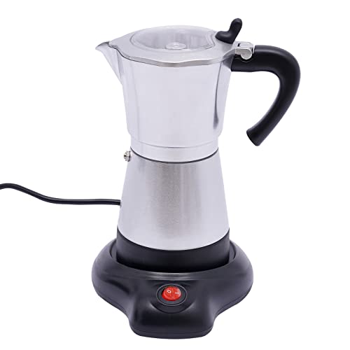 ClearFragrans Cafetera eléctrica de 300 ml, cafetera espresso de 6 tazas Italia Moka, jarra de un solo toque, válvula de seguridad, base de 360°, portátil, para casa, viajes