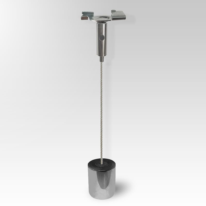 Suspended Grid False Ceiling to Floor Fixing Steel Wire Rope 4M no Nail Weight Twist Hook Poster and Panle Display Acrylic Pockets Panel Grip 10mm Thick. (Ceiling to Floor Set Chrome Twist Hook)