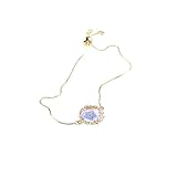 Forget-Me-Not Bracelet for Women, Pressed Flower Bracelet Jewelry with Imitation Pearls and Stars Decoration, Personalized for Her Resin Bracelet with Adjustable Gold Box Chain