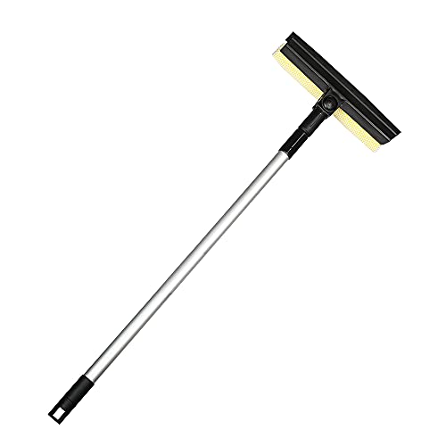 Image of 49'' Long Handle Cleaner Sponge Car Truck Window Windshield Squeegee and Soft Rubber Strip Telescopic Pole, Adjustable to Clean from Multiple Angles (Black)