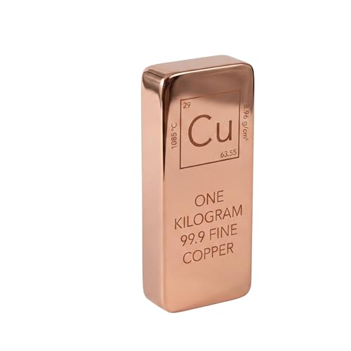 Kupferbarren (1 kg) | 99 9 % reines Kupfer | .999 feiner Kupferbarren | Briefbeschwerer zum Sammeln für Ausstellung und Geschenk | Echtheitszertifikat enthalten (1)