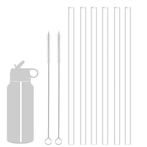 Replacement Plastic Straws Reusable Drinking Starws Compatible with Hydro Flask Water Bottle 18-64oz and Other Brands with 2 Straw Brushes Non Toxic Clear Straws