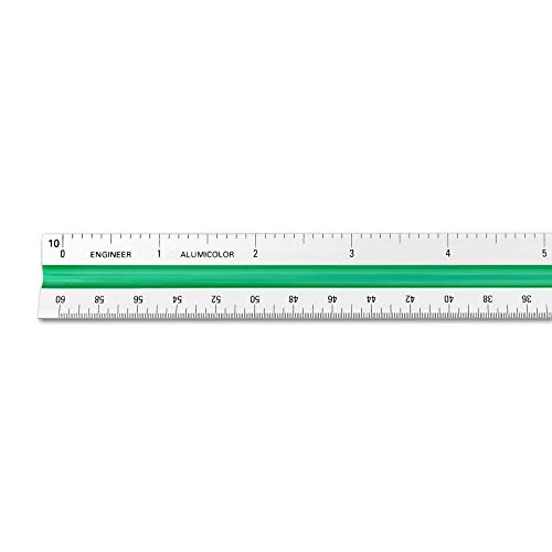 Image of Alumicolor Aluminum Engineer Color-Coded Solid Drafting Scale, 12IN, Silver