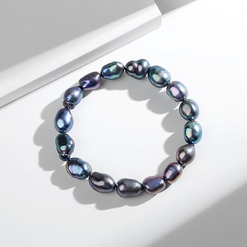 YAMI Natural Pearl Bracelet for Women, Freshwatet/Saltwater Cultured Pearls, Elegant Jewelry Gift for Women for Anniversaries, Birthdays, Mother's Day, White/Black Pearl2