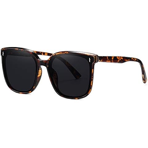 Dollger Retro Oversized Square Sunglasses for Women Trendy Classic Style Sun Glasses UV400 Protection Leopard Cover