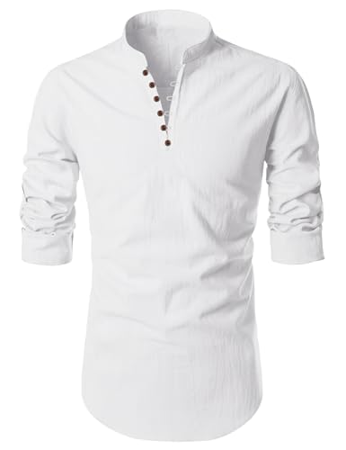 Image of Macsivo Men's Cotton Blend Kurta with Solid Band Collar Full Sleeve Button Closure Regular Fit Curved Hem Length | Kurta for Man | Combo Pack of 2