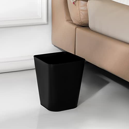 Rejomiik Small Trash Can, Plastic Slim Waste Basket 1.6 Gallon Garbage Can Container Bin For Bathroom, Office, Bedroom, Home, Kids Rooms, Kitchen, Square, Black #TOP1
