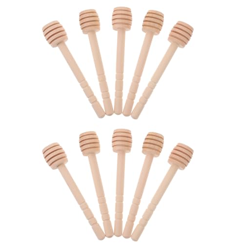 STOBAZA Honey Dipper Sticks, Wooden Honey Dipper 10pcs Mini Honeycomb Stick 4 Inch Milk Mixing Spoon Coffee Cocktail Stirrer for Syrup Jam Honey Jar Wand