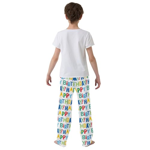 ZZXXB Funny Happy Birthday Boys Long Pants Soft Trousers Elastic Waist Kids Lounge Bottoms with Pockets S-XL3