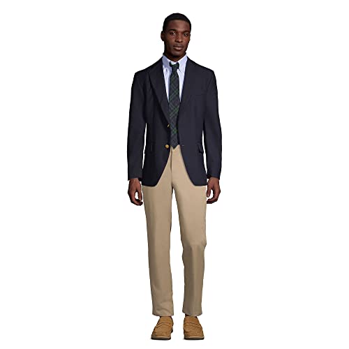 Lands' End School Uniform Men's Long Hopsack Blazer 40 Deep Navy #TOP3