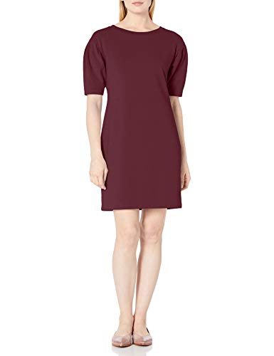 Amazon Brand - Daily Ritual Women's Relaxed Fit Terry Cotton and Modal Pleated-Sleeve Sweatshirt Dress, Fig, Medium