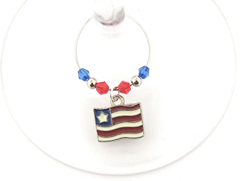 Independence Day Wine Charms, Patriotic 4Th Of July Wine Charms, American Flag Wine Charms, Memorial Day Wine Charms, Patriotic Party Supplies, Glass Identifiers, Glass Tags, Glass Markers - 6 #TOP4