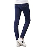 Weixinbuy Kid Girl Classic Faux Denim Fabric Leggings Long Pants Tights Trousers Blue