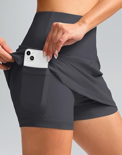 Image of SANTINY Women's High Waisted Swim Skirt with Pocket Tummy Control Tankini Swimsuit Bathing Suit Bottoms for Women