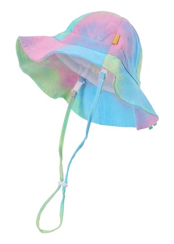 DASMINI Baby&Toddler Girl Tie Dye Wide Brim Adjustable UPF50+ Sun Hats Summer Beach Infant Kids Caps (Tie Dye2 0-6M)