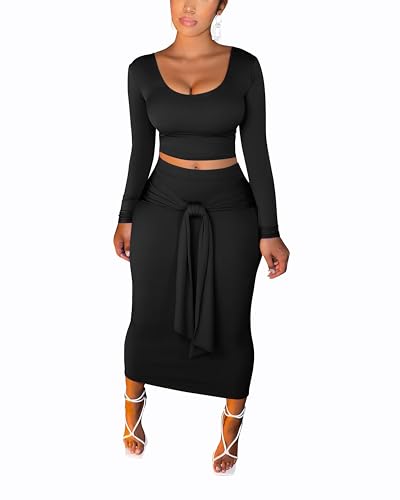 FANDEE plus size 2 piece sets for curvy women black,