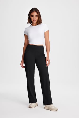 Yogipace Petite/Regular/Tall Women's High Rise Wide Leg Pants with Pockets Yoga Travel Lounge Trousers3