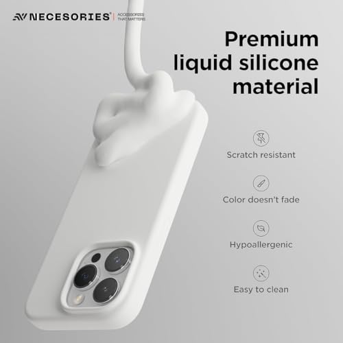 Image of Liquid Silicone Case Compatible for iPhone 15 Pro White | Slim Back Cover | Soft Touch Bumper | Shockproof Drop Protection | Microfiber Cloth Inside | Sleek Solid Design