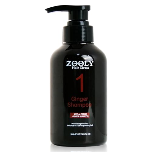 Ginger Shampoo with Zingiber Officinale Root, Preventing Hair Loss, for Men & Women, Scalp Therapy, 10.15 Fl Oz