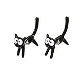 Cat Earrings for Women Girls Cute Black Cartoon Cat Stud Earrings for Girls Animal Jewerly Gift Earring for Women Men (black)
