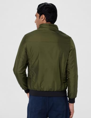 Image of Qube By Fort Collins Men's Padded Sports Jacket - Warm Bomber Jacket for Men | Full Zip Stand Collar Winter Jacket with Rib Cuffs & Zip Side Pockets for Gym, Commute & Winter Wear