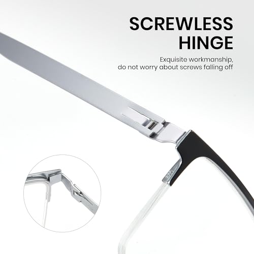Image of Cyxus Titanium Frame Glasses for Men Semi Rim Eyewear Square Clear Lens Glasses Interchangable