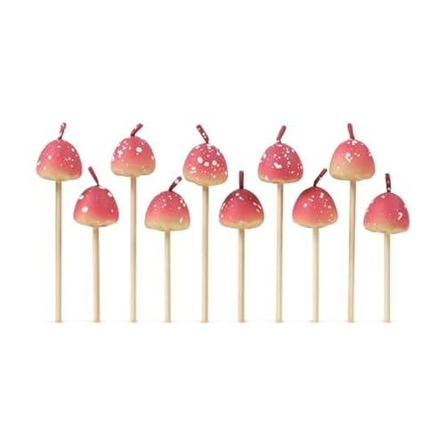 Genuine Fred Woodland Wicks, Set of 10 Mushroom Party Candles, Birthday Cake Candles, Cottagecore Aesthetic, Includes Two Sizes