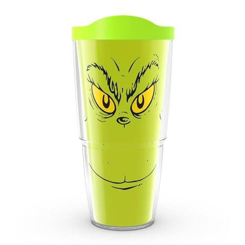 Tervis Dr. Seuss - Grinch Grin Made in USA Double Walled Insulated Tumbler Travel Cup Keeps Drinks Cold & Hot 24oz Classic