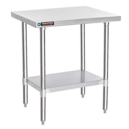 Image of DuraSteel 24x30 Stainless Steel Work Table - NSF Commercial Prep Metal Table - Outdoor Pizza Oven Stand w /Under Shelf - Kitchen Island Laundry Utility Garage Microwave Stand Large Rolling Storage Cart