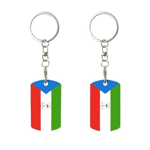 Porte-clés rectangulaire en métal avec drapeau de la Guinée équatoriale, personnalisable, pour la maison, le bureau et la moto.