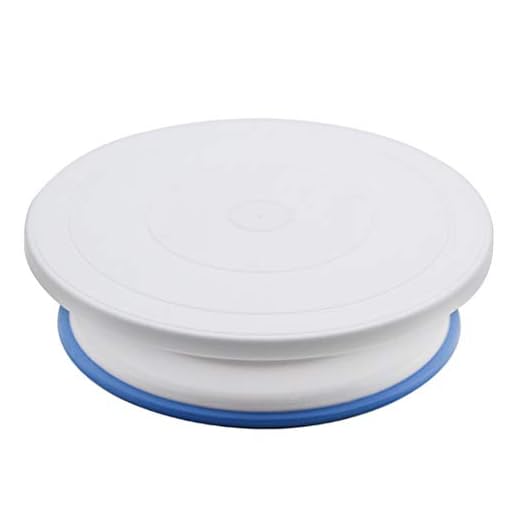 PIXRIY Cake Turntable 11 Inch, Rotating Cake Decorating Stand Revolving Cake Stand with Scraper and Non-slip Silicone Ring Base