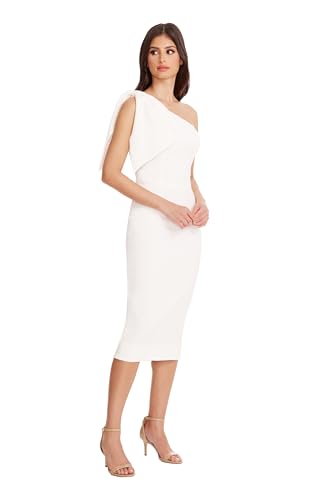Image of Dress the Population Womens Tiffany One Shoulder Bow Detail Midi Sheath Dress