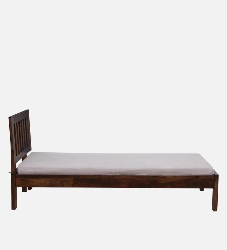 Image of Solid Sheesham Wood Wave Single Bed Without Storage | Wooden Single Bed Cot Palang Furniture for Bedroom Living Room Home and Hotel (Provincial Teak Finish)
