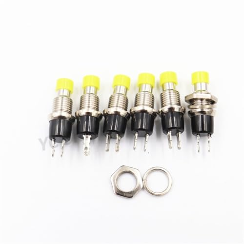 Bouton de commutation PBS-111 jaune pour projets de modélisme et consoles de jeux DIY