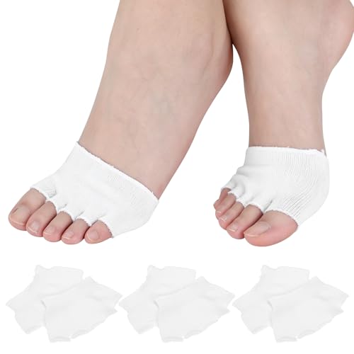 4 Paare Zehlinge Füßlinge Socken öffnen fünf halbe Zehensocken Unsichtbare Sportsocken Yoga Socken Vorfußsocken Frauen Rutschfeste Pilates Balletttanz Zehenschutz - Weiß
