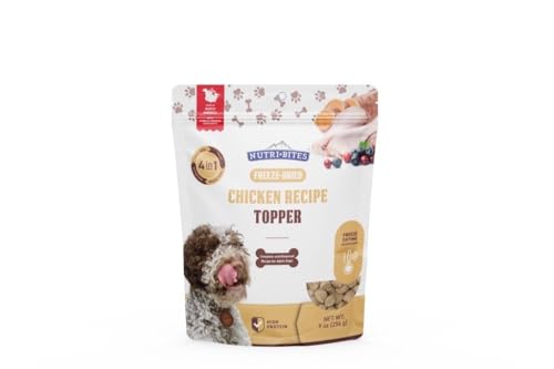 Nutri Bites Freeze Dried Chicken Dog & Cat Topper, 4 oz | Healthy Pet Food Topper | All Natural, High Protein