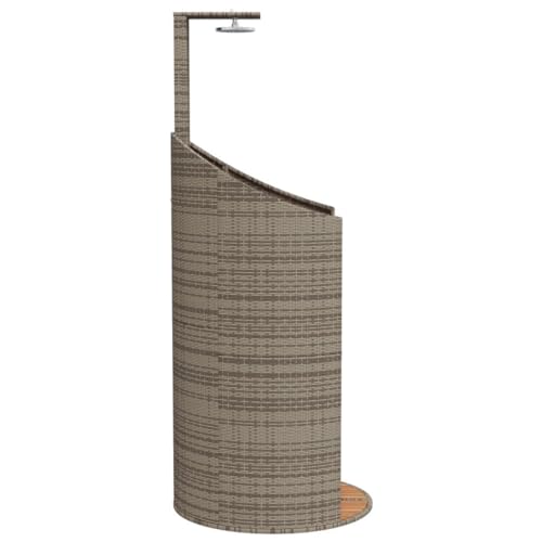 vidaXL Gray Poly Rattan Outdoor Shower - Acacia Wood Base - Garden/Pool Shower - 39.4"x39.4"x95.1"
