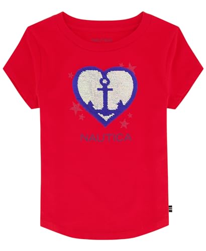 Image of Nautica Girls Short Sleeve Legacy T-Shirt with Flip Sequin Design, Cotton Tee with Tagless Interior