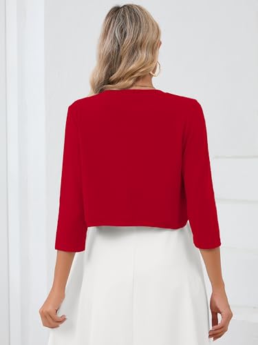 Image of Heymoments Women's 3 /4 Sleeve Casual Shrugs Lightweight Open Front Cropped Cardigan for Dresses