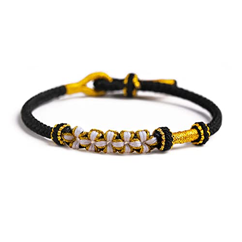 Pulsera de cuerda roja Feng Shui con charm floral miniatura 1